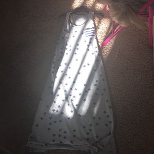 A gray dress with blue stars